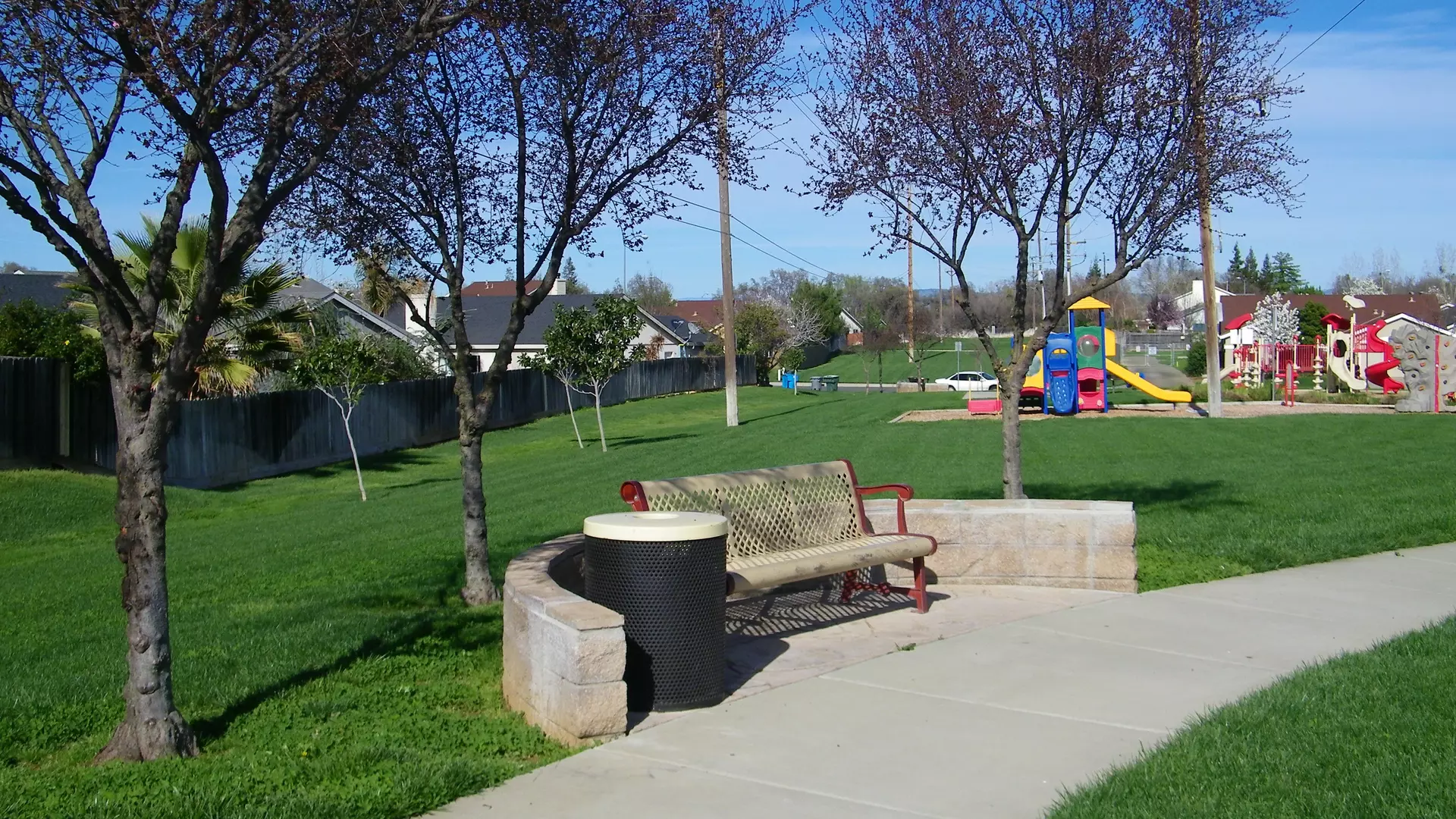 bench next to playground